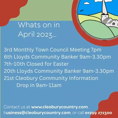 Whats on at Cleobury Country in April 23!